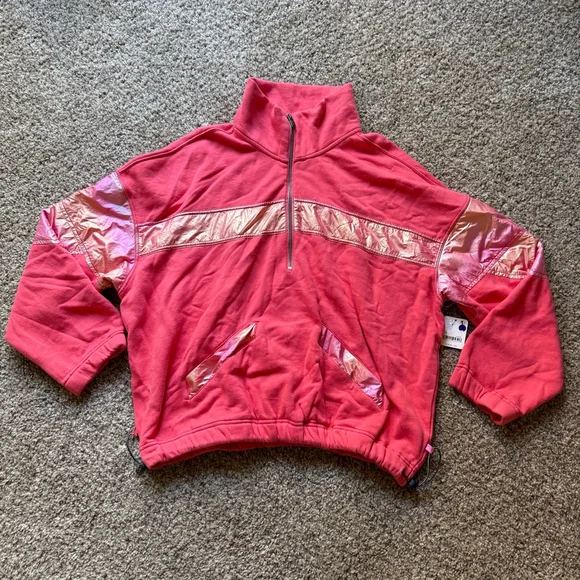 FP Movement by Free People Away We Go Half Zip NWT XS Hibiscus - Picture 4 of 8